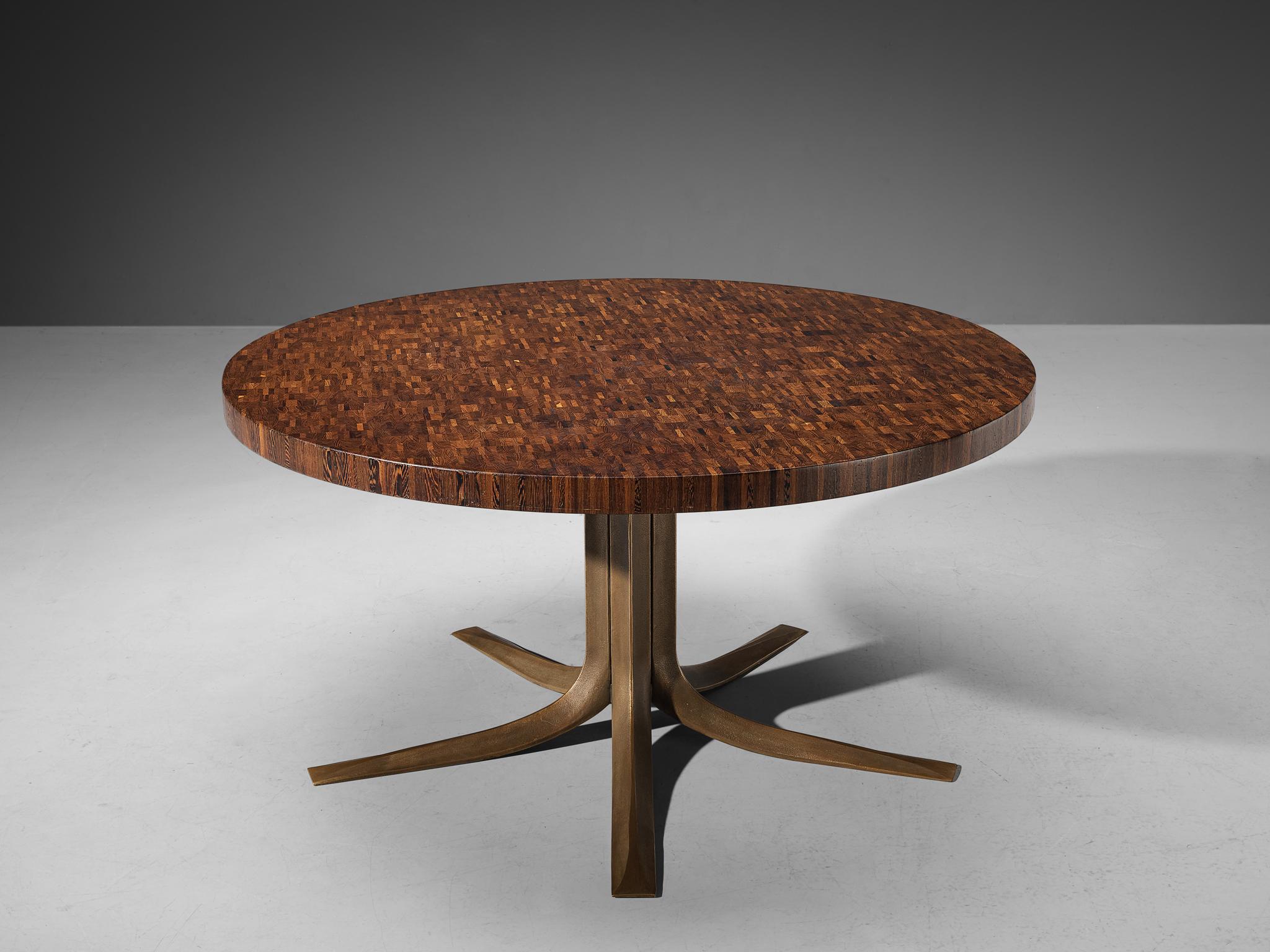 Jules Wabbes Center Table in Wengé and Bronze  In Good Condition In Waalwijk, NL