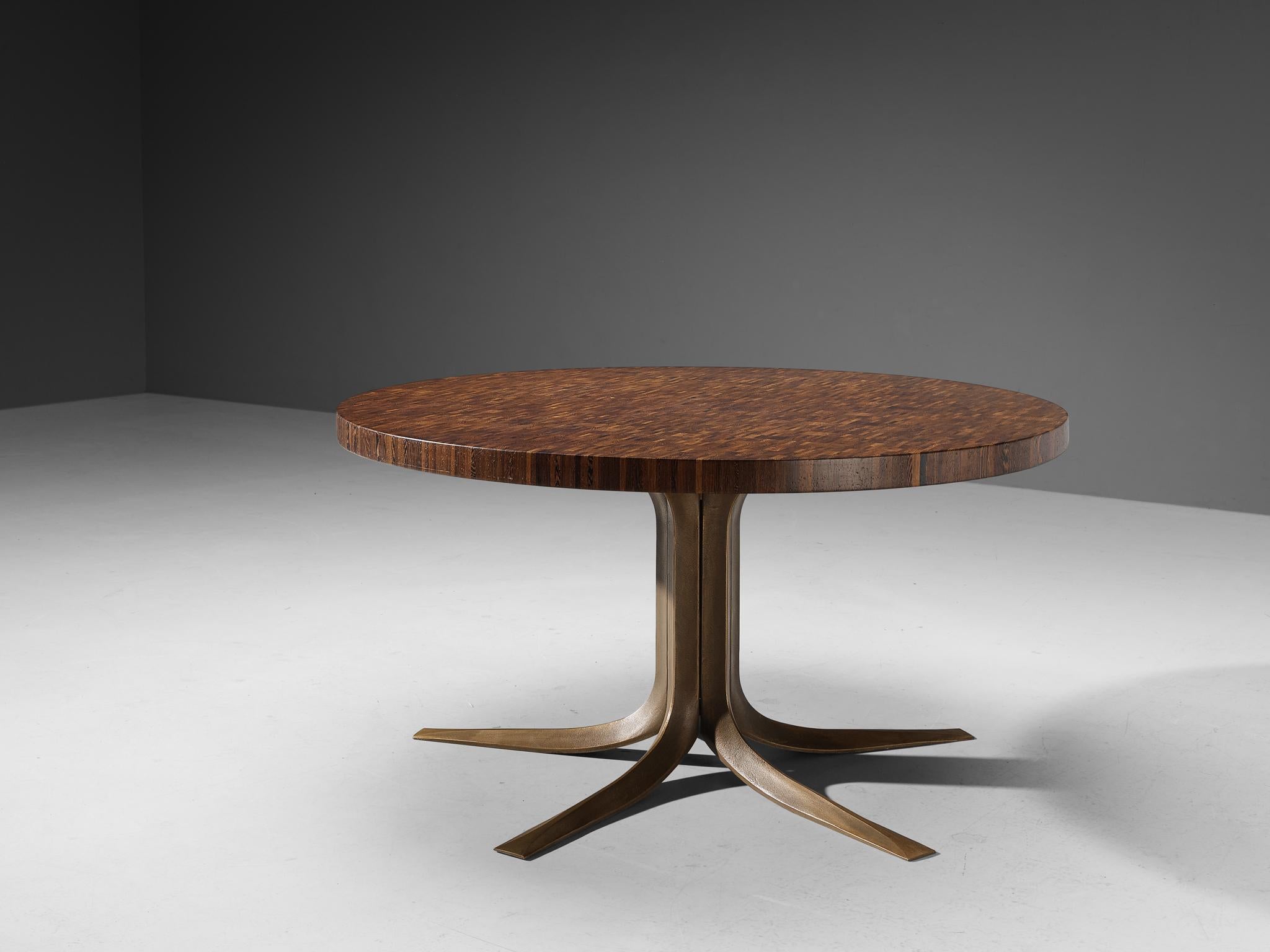 Jules Wabbes Center Table in Wengé and Bronze  2