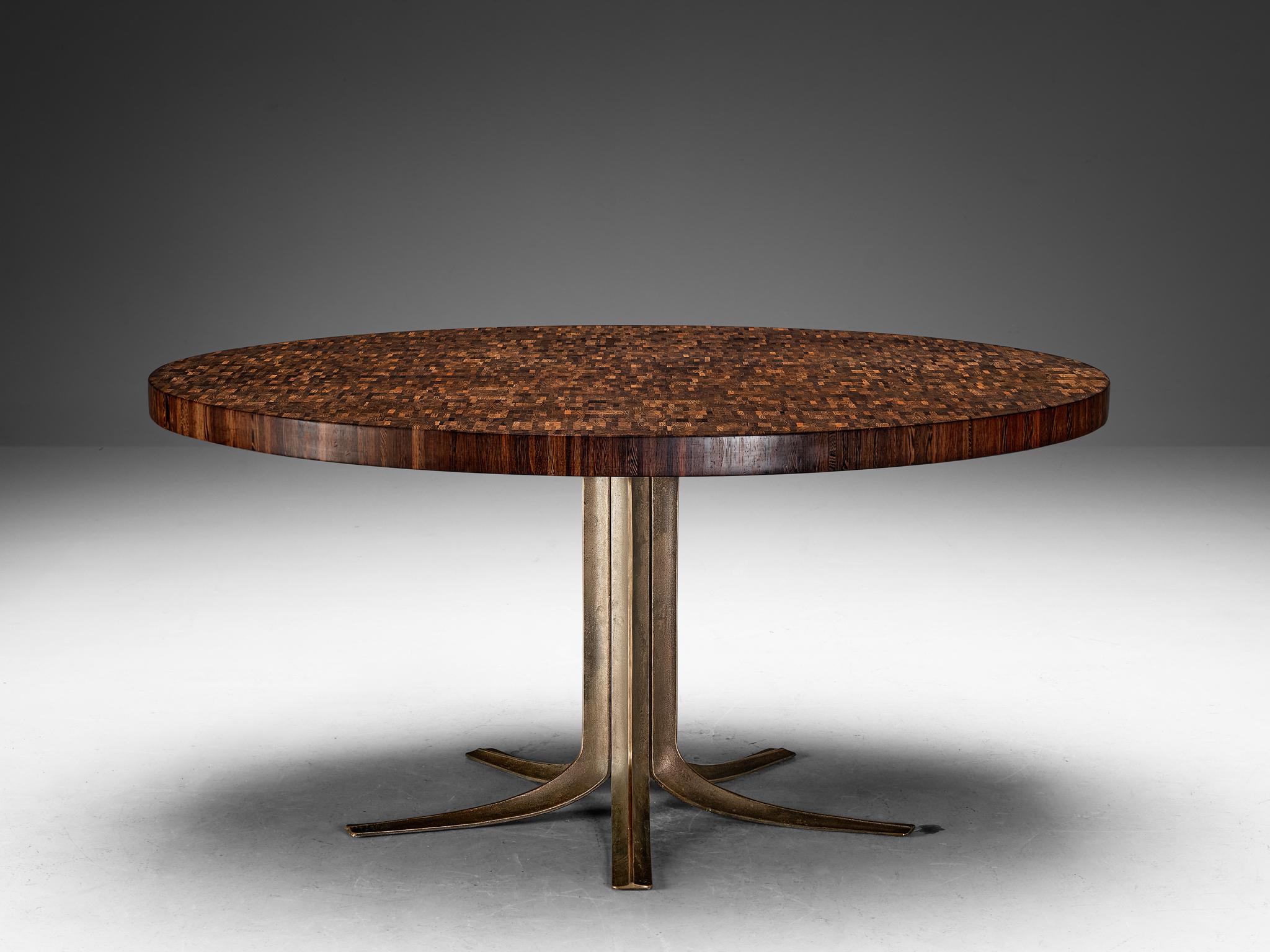 Mid-Century Modern Jules Wabbes Center Table with Tulip Base in Wengé and Bronze  For Sale