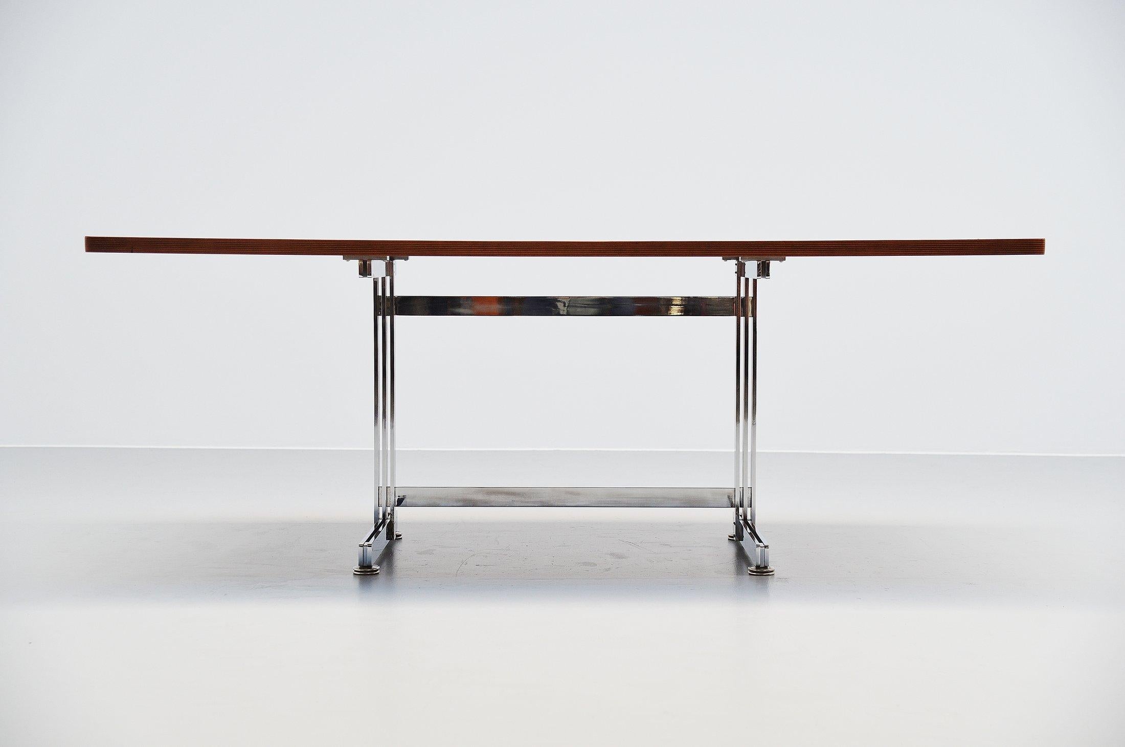 Rare large conference desk designed by Jules Wabbes and manufactured by Le Mobilier Universel, Belgium, 1960. This is for a high heavy quality modernist desk by famous Belgian designer Jules Wabbes. This desk has an original rosewood veneered