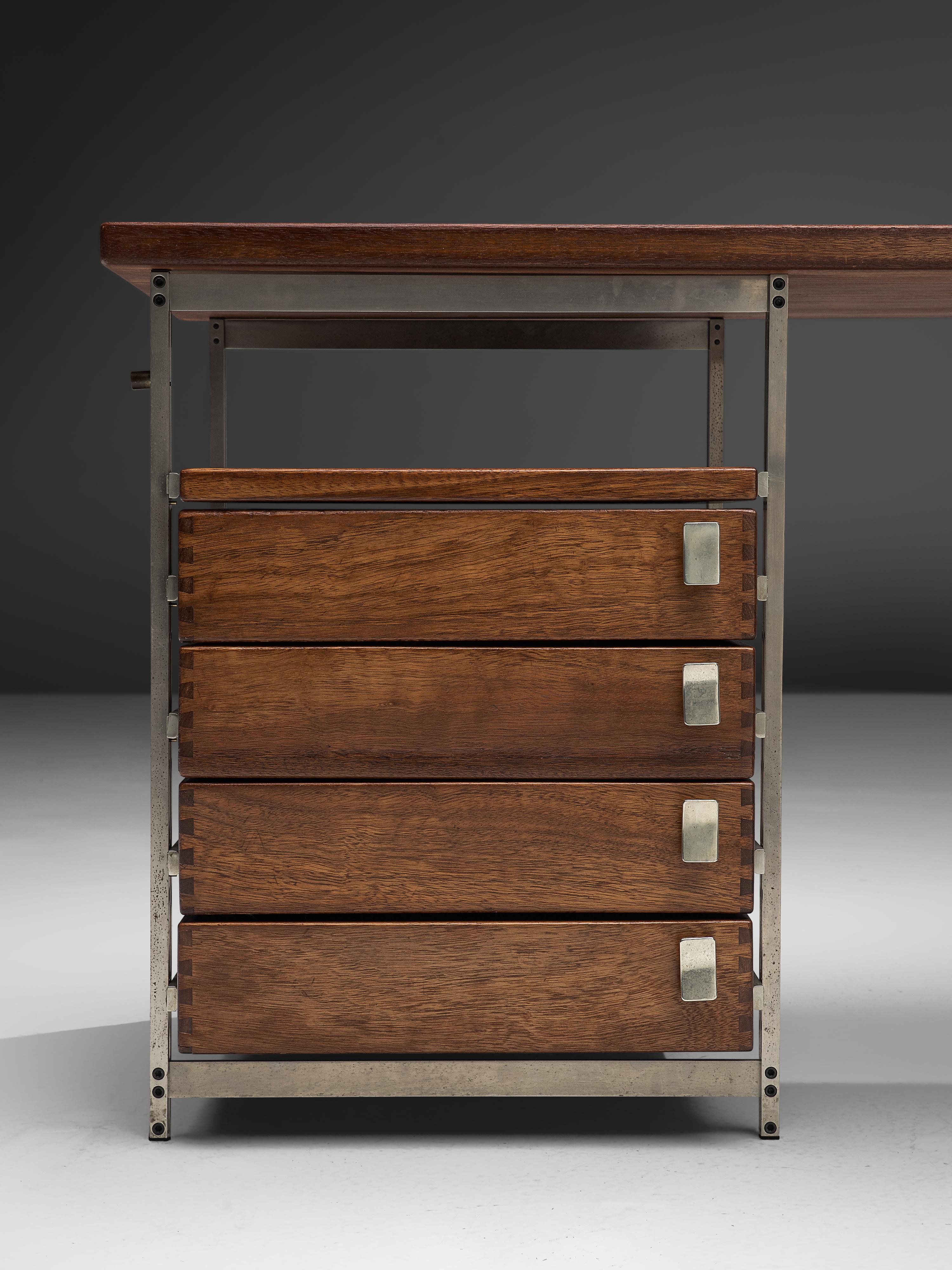 Mid-20th Century Jules Wabbes Corner Desk with Drawers in Mutenyé