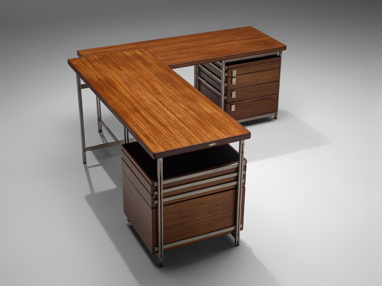 Jules Wabbes Corner Desk with Drawers in Mutenyé  For Sale 2