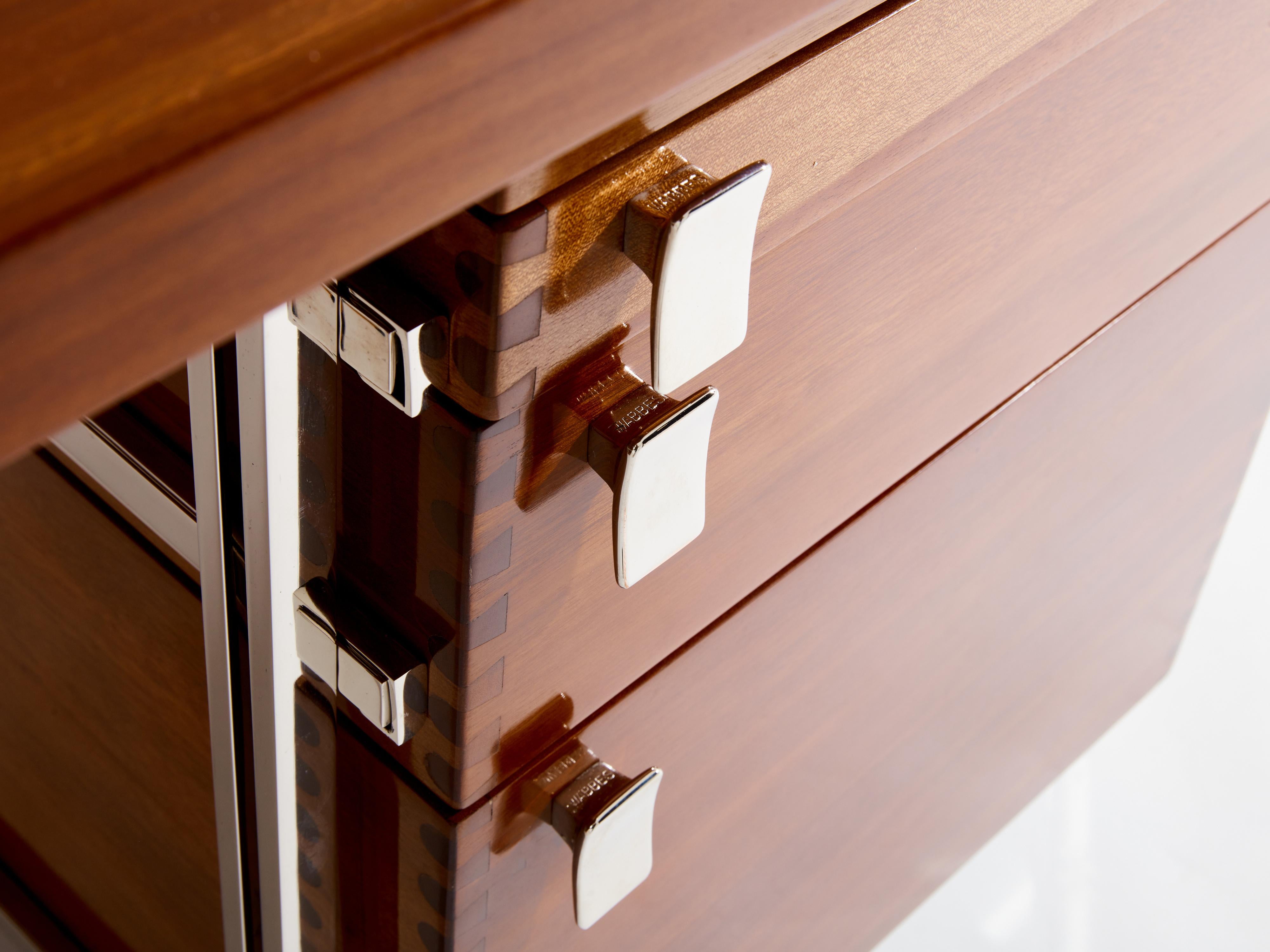 Wood Jules Wabbes curved executive mahogany and jatoba desk 1958