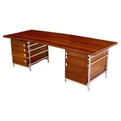 Jules Wabbes curved executive mahogany and jatoba desk 1958