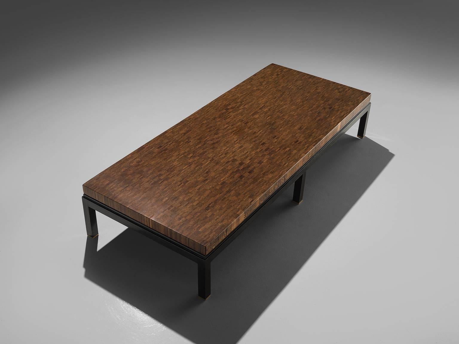 Belgian Jules Wabbes Custom Made Wenge Table with Brass Feet