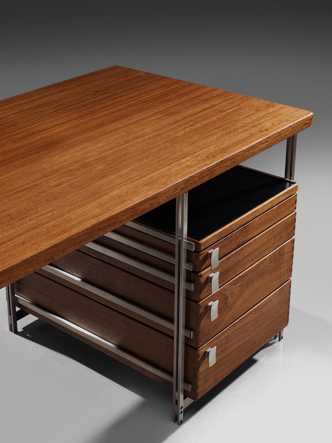Jules Wabbes Desk In Mutenyé Wood Made For The Foncolin Building Brussels In Excellent Condition In Waalwijk, NL