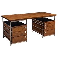 Jules Wabbes Desk in Mutenyé Wood Made for the Foncolin Building Brussels