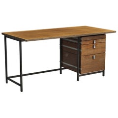 Jules Wabbes, Desk, Teak, Steel, Belgium, 1960s