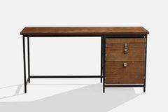 Jules Wabbes, Schreibtisch, Nussbaum, Stahl, Belgien, 1960er Jahre