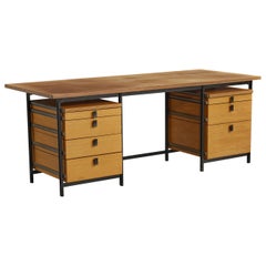 Jules Wabbes, Schreibtisch, Holz, Stahl, Belgien, 1960er Jahre