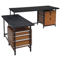 Jules Wabbes Early Versatile Free-Standing Corner Desk in Wengé 