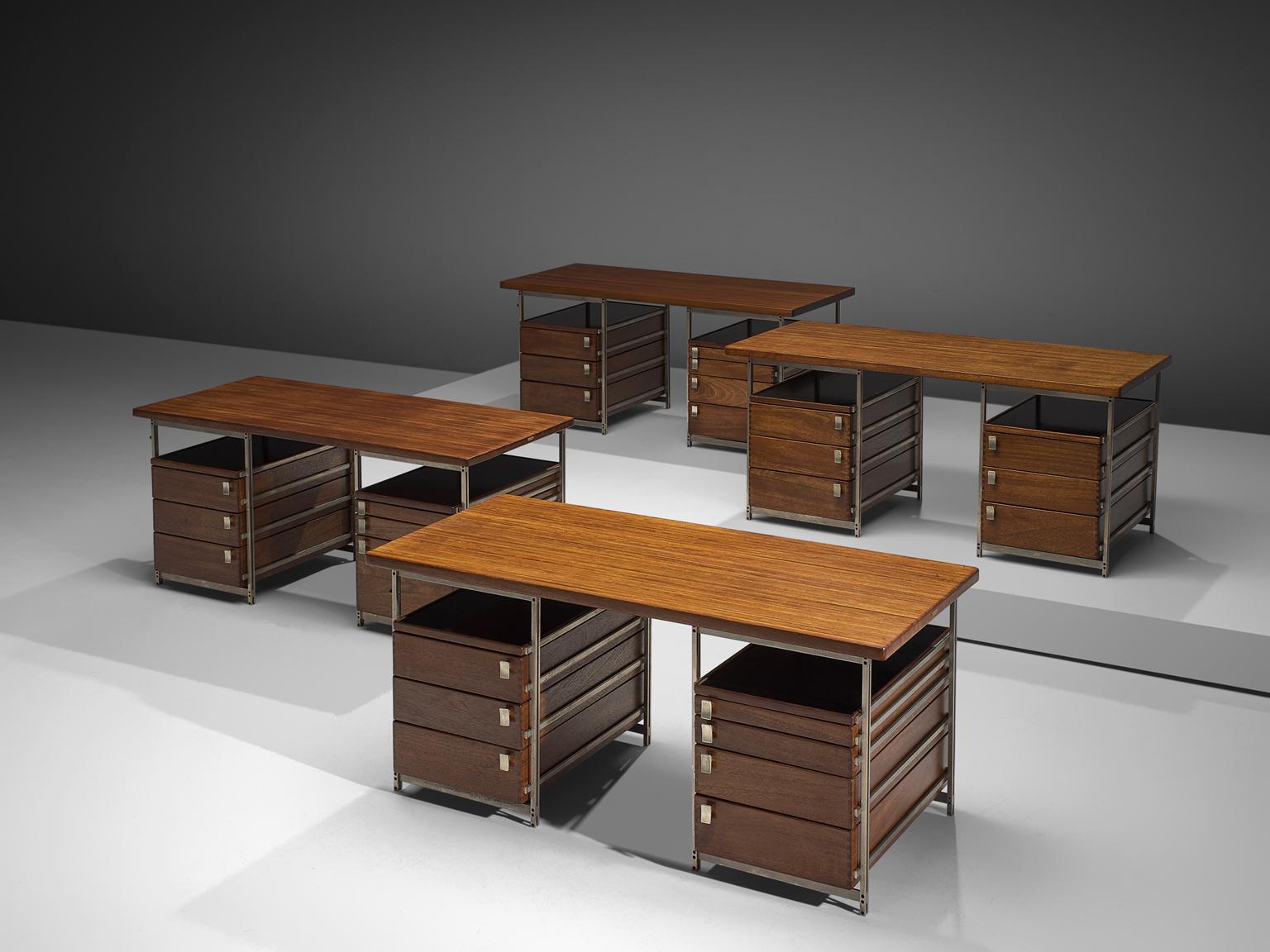 Mid-Century Modern Highly Exceptional Set Of Wabbes Desks Made For The Foncolin Building Brussels