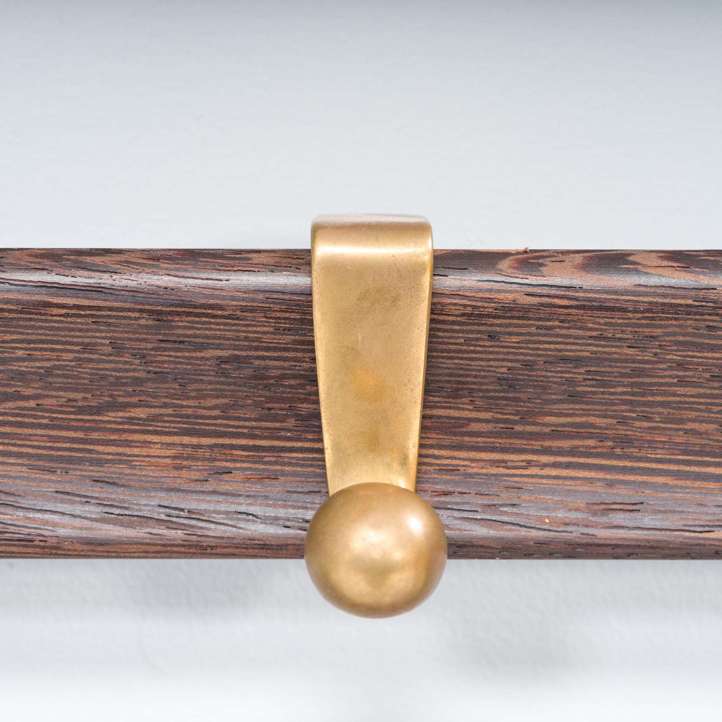 Jules Wabbes for Bulo Horizon Wenge Wood and Brass Coat Rack, 1950s 4