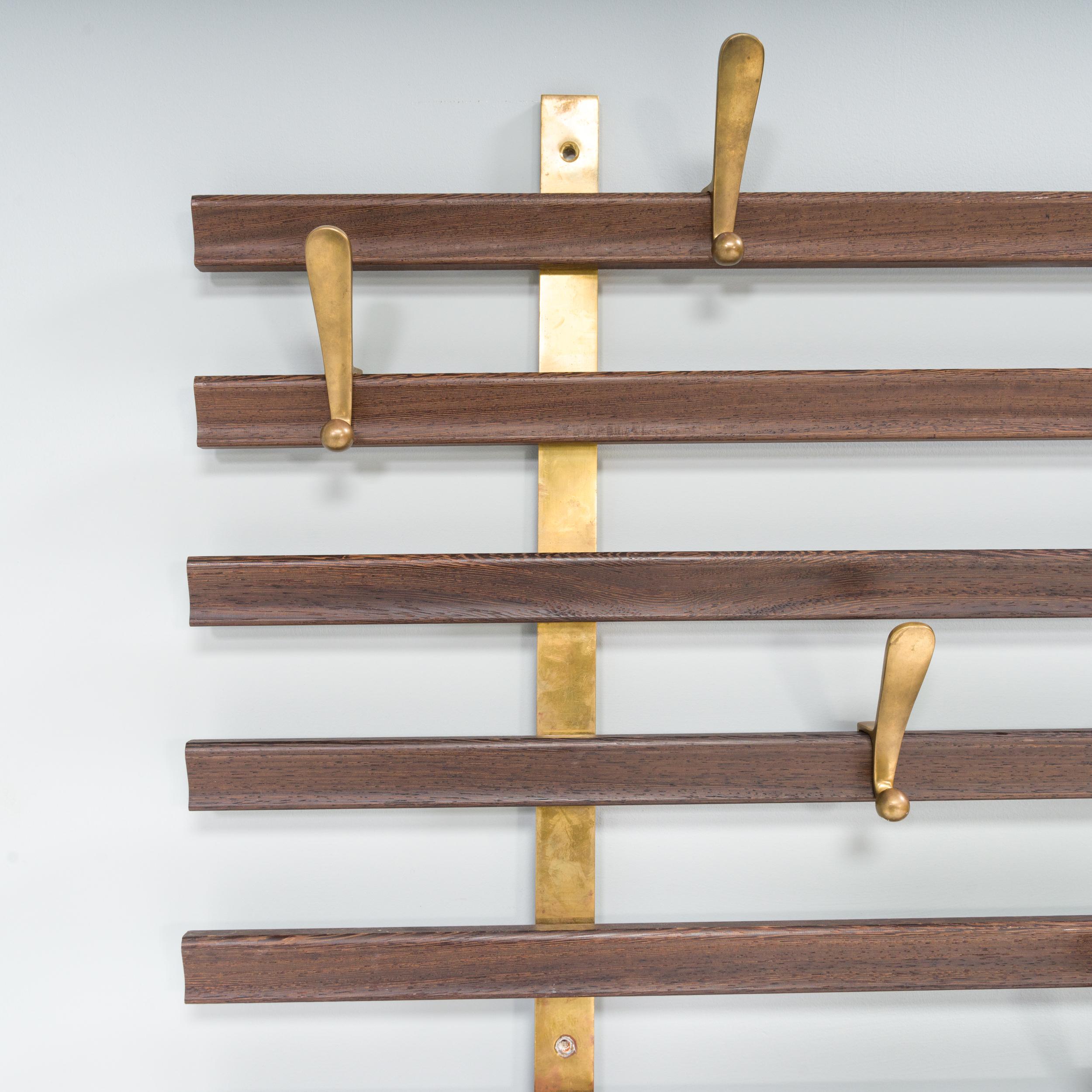 Mid-20th Century Jules Wabbes for Bulo Horizon Wenge Wood and Brass Coat Rack, 1950s
