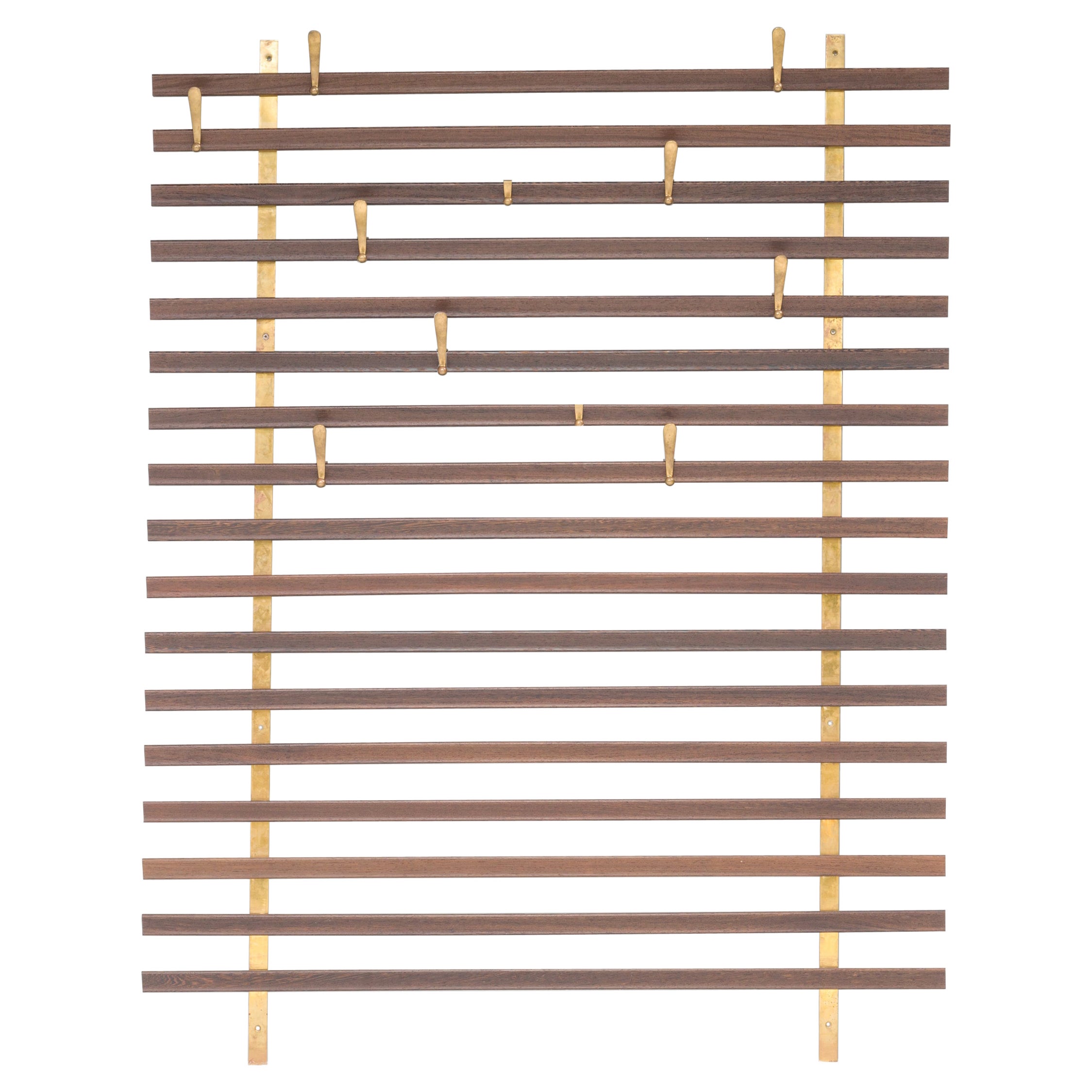 Jules Wabbes for Bulo Horizon Wenge Wood and Brass Coat Rack, 1950s