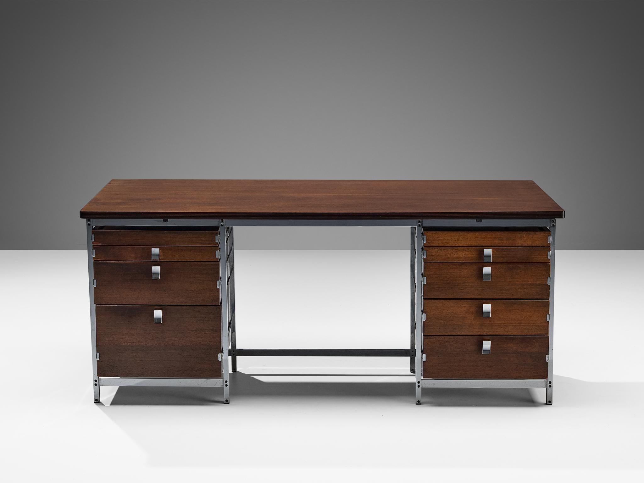 Mid-Century Modern Jules Wabbes for Mobilier Universel Executive Desk in Mutenyé