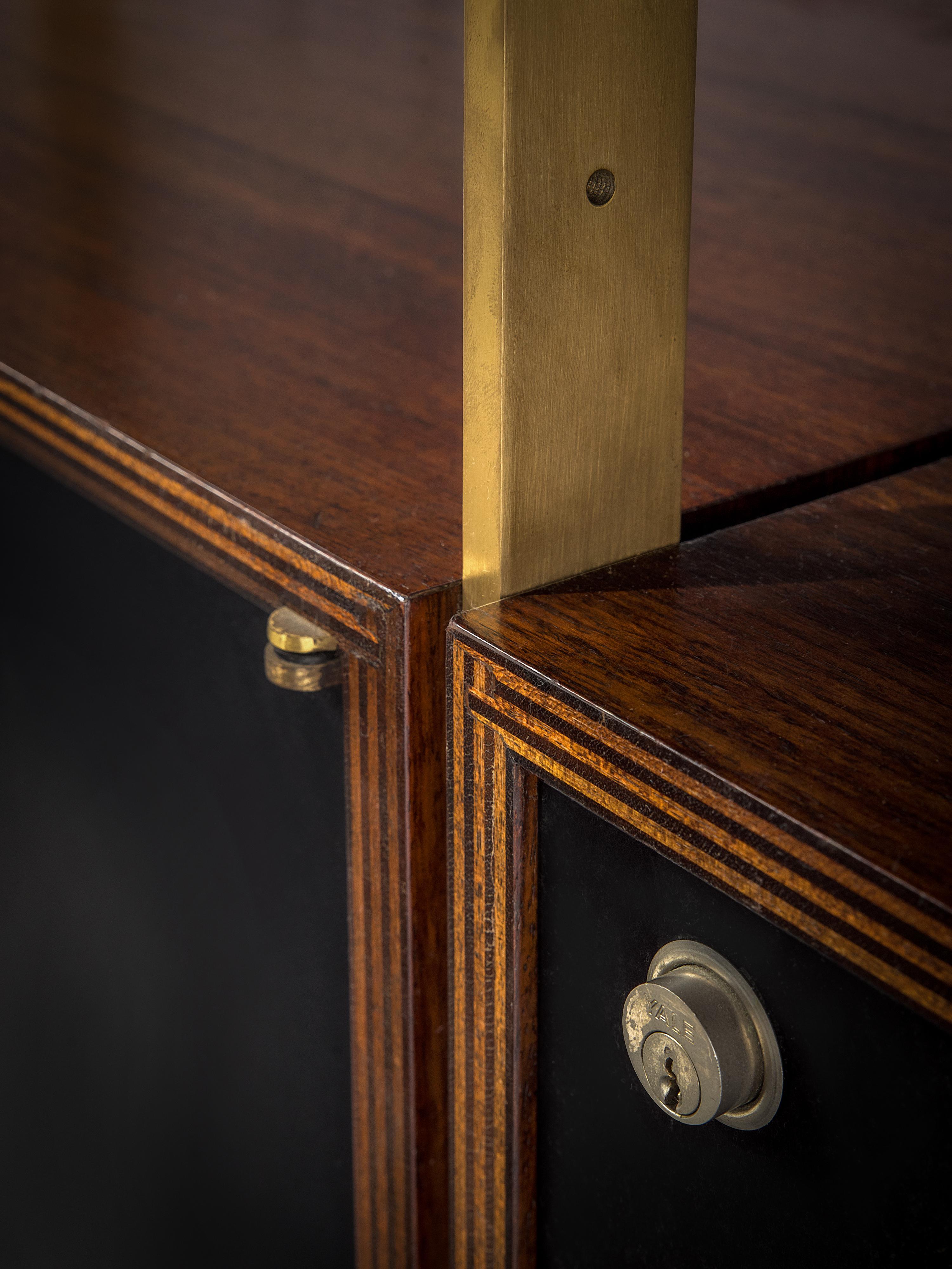 Jules Wabbes Illuminated Bookcase in Rosewood and Brass 2