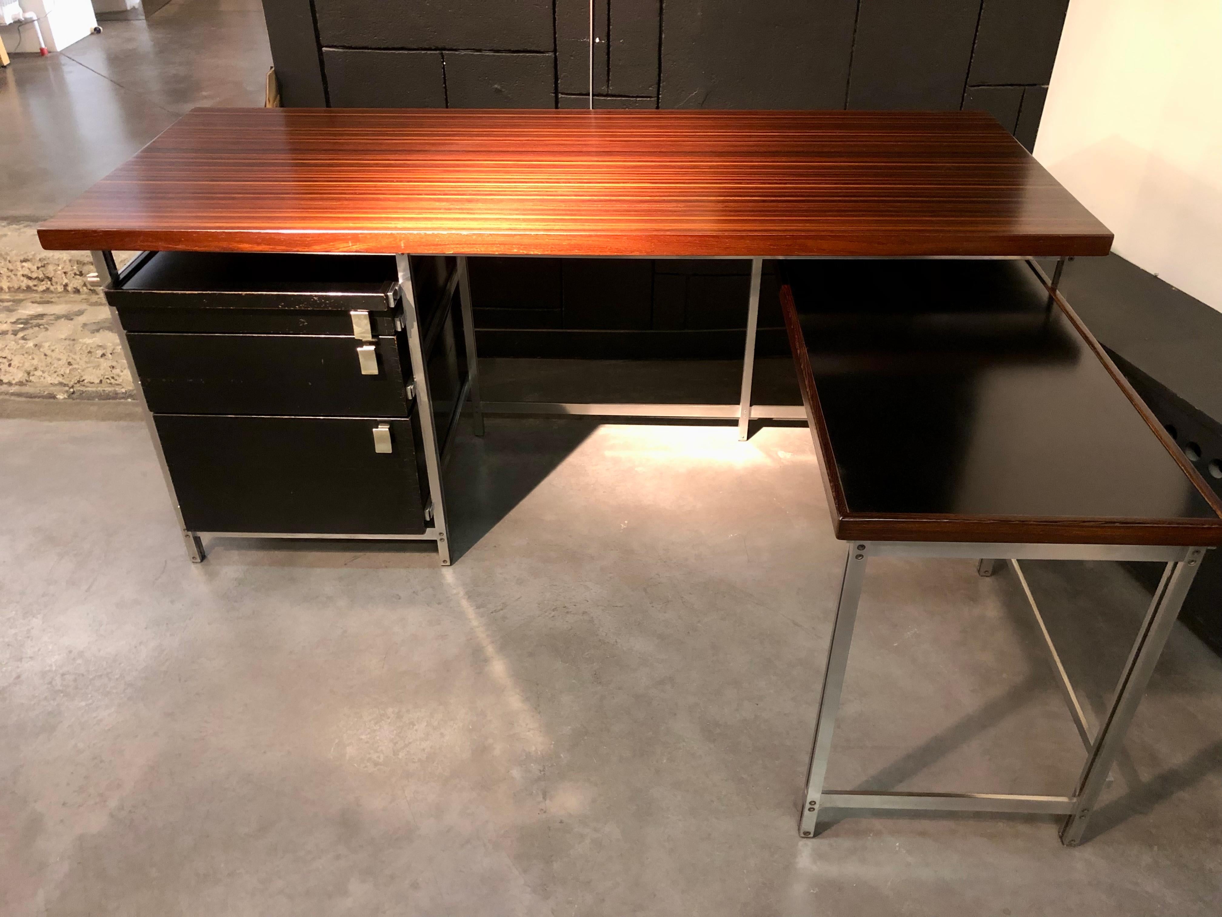 Jules Wabbes L Shaped End Grain Desk Wenge In Good Condition In Bruxelles, BE