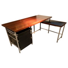 Jules Wabbes Bureau en forme de L en bois de bout Wenge