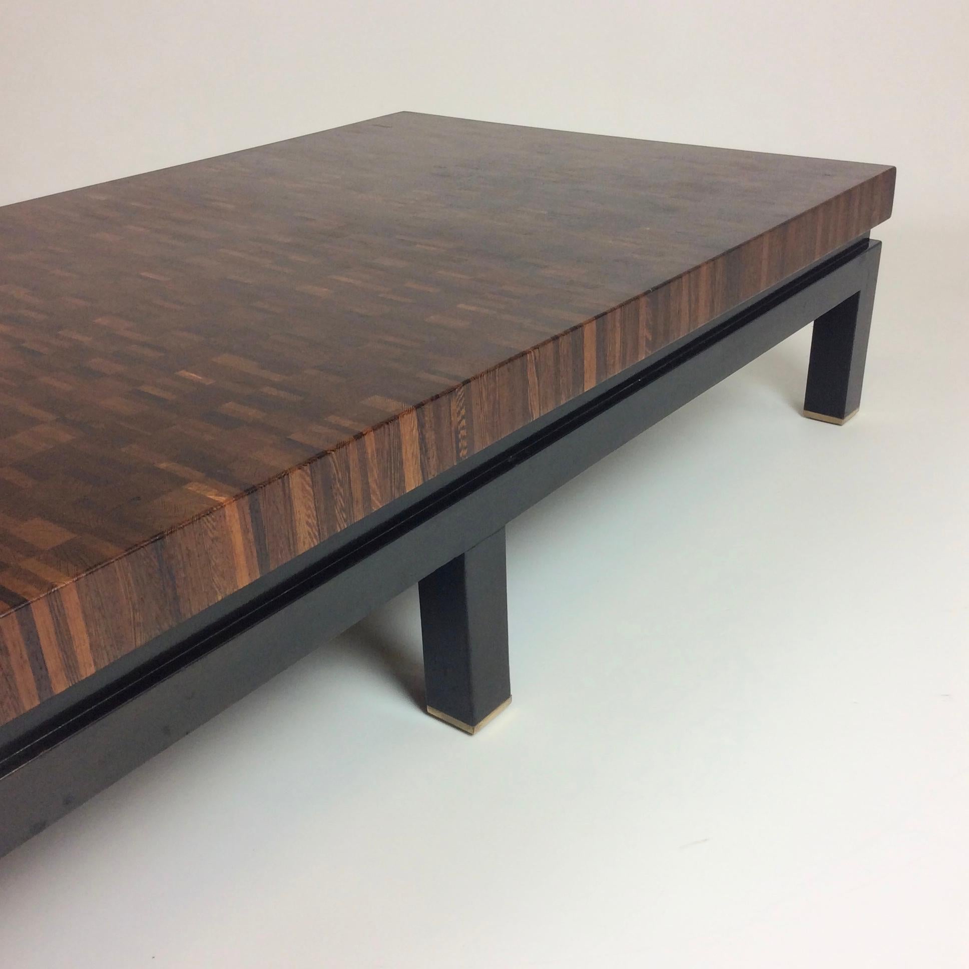 Jules Wabbes Large Coffee Table End-Grain Wenge, circa 1970, Belgium 9