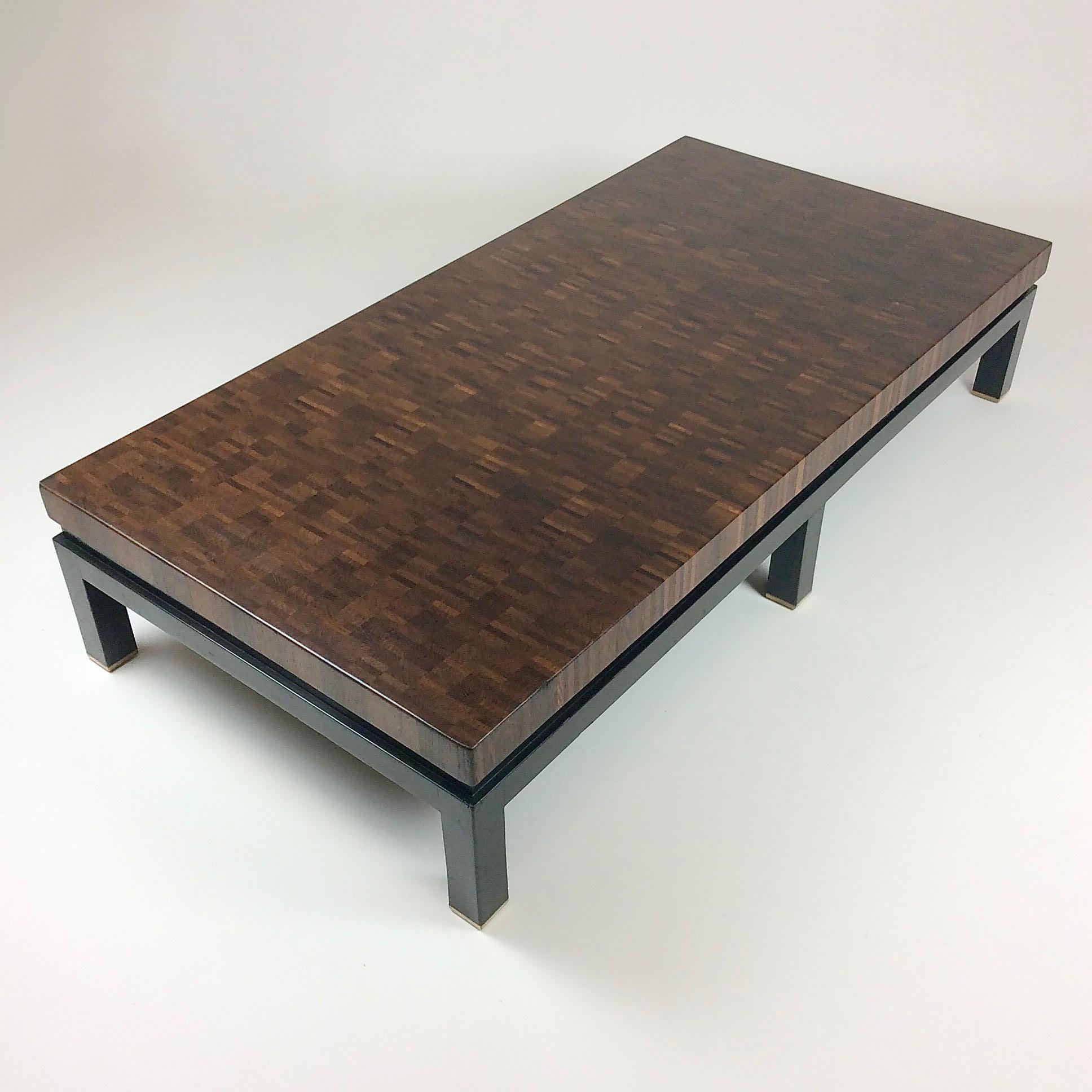 Mid-Century Modern Jules Wabbes Large Coffee Table End-Grain Wenge, circa 1970, Belgium