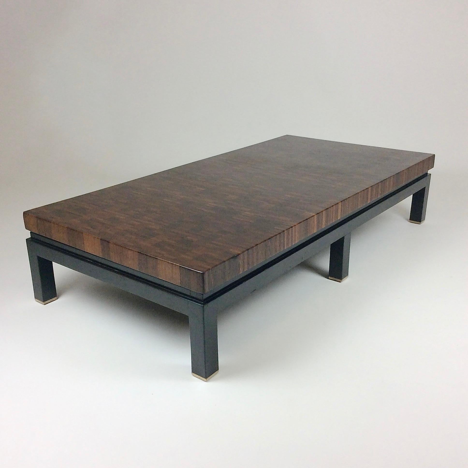 Belgian Jules Wabbes Large Coffee Table End-Grain Wenge, circa 1970, Belgium