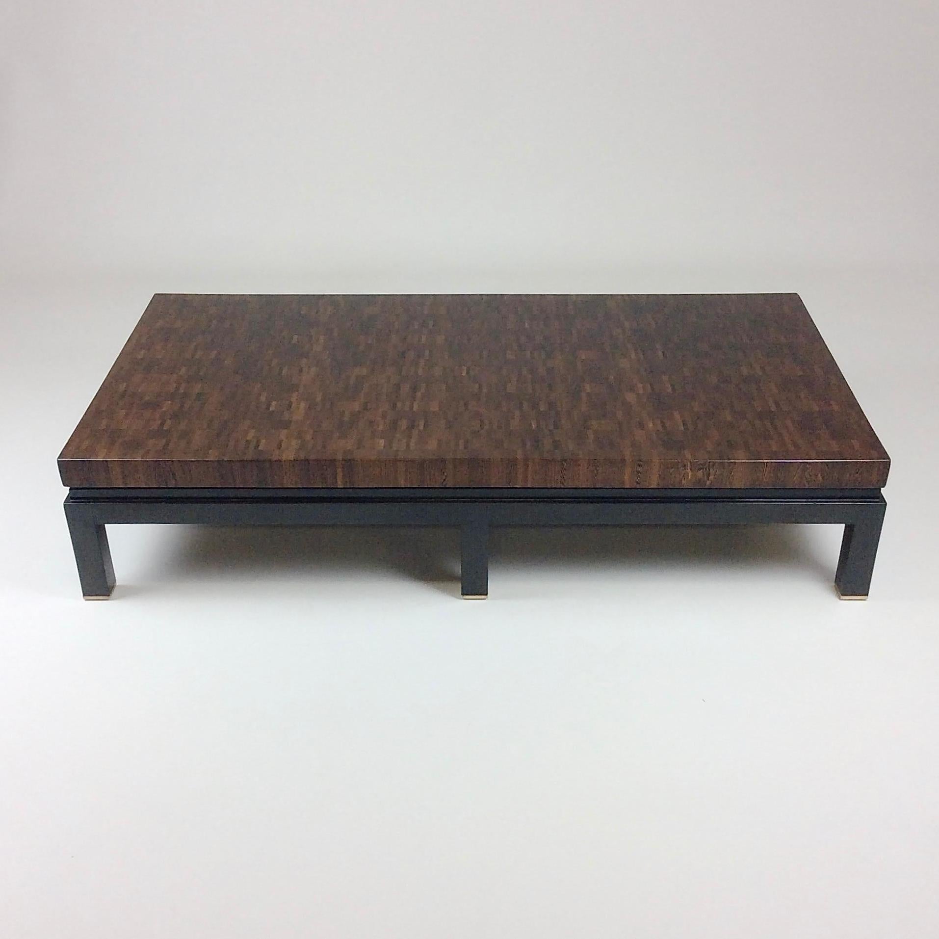 Blackened Jules Wabbes Large Coffee Table End-Grain Wenge, circa 1970, Belgium