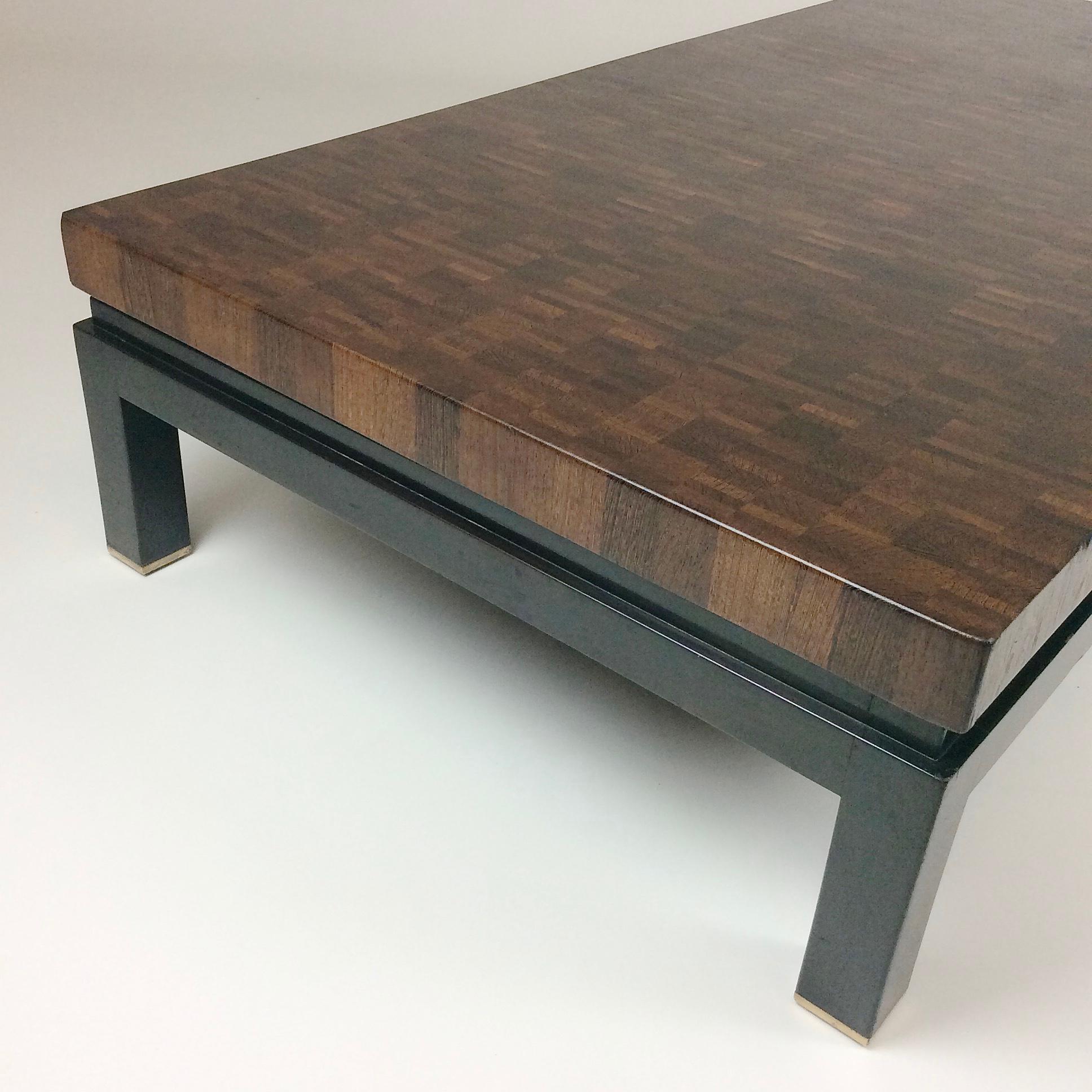 Jules Wabbes Large Coffee Table End-Grain Wenge, circa 1970, Belgium 1