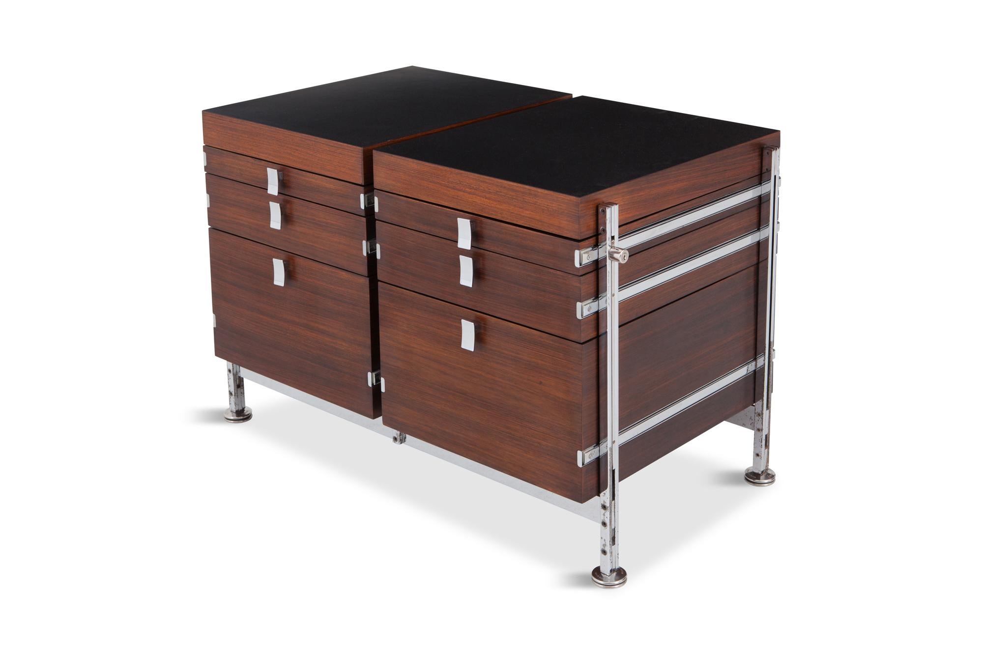 Jules Wabbes Mahogany Double Chest of Drawers for Mobilier Universel (Moderne der Mitte des Jahrhunderts)