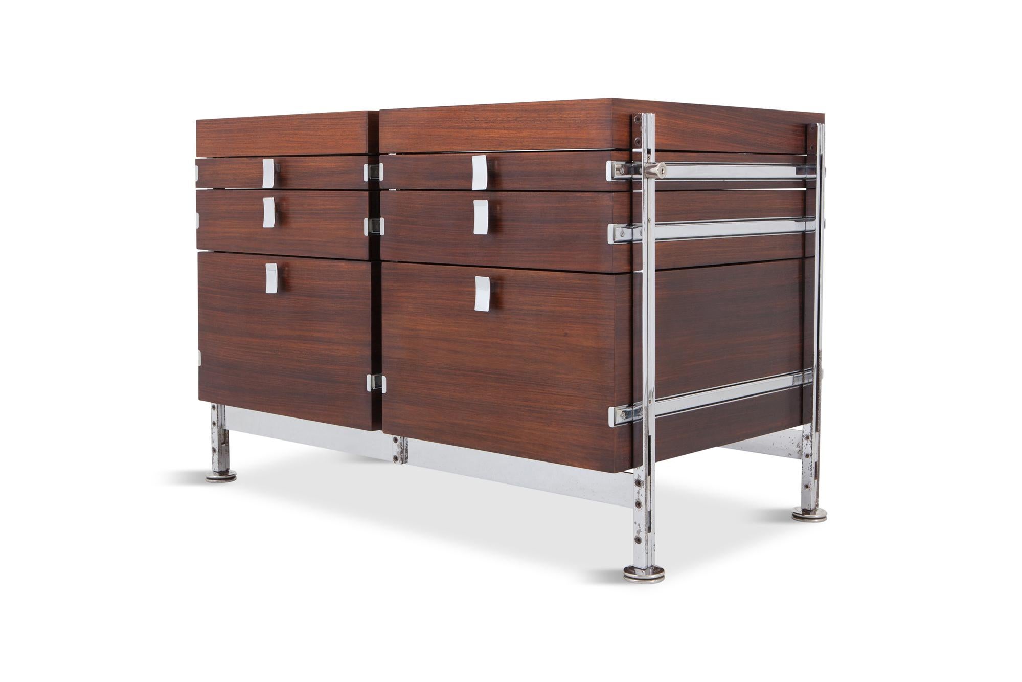 Jules Wabbes Mahogany Double Chest of Drawers for Mobilier Universel im Zustand „Gut“ in Antwerp, BE