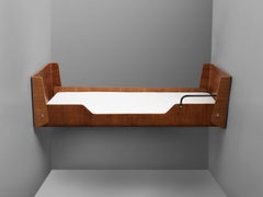Jules Wabbes Rare Single Bed in Elm with Metal Details