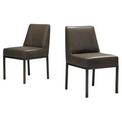Jules Wabbes Reupholstered ‘Louise’ Dining Chairs in Leather