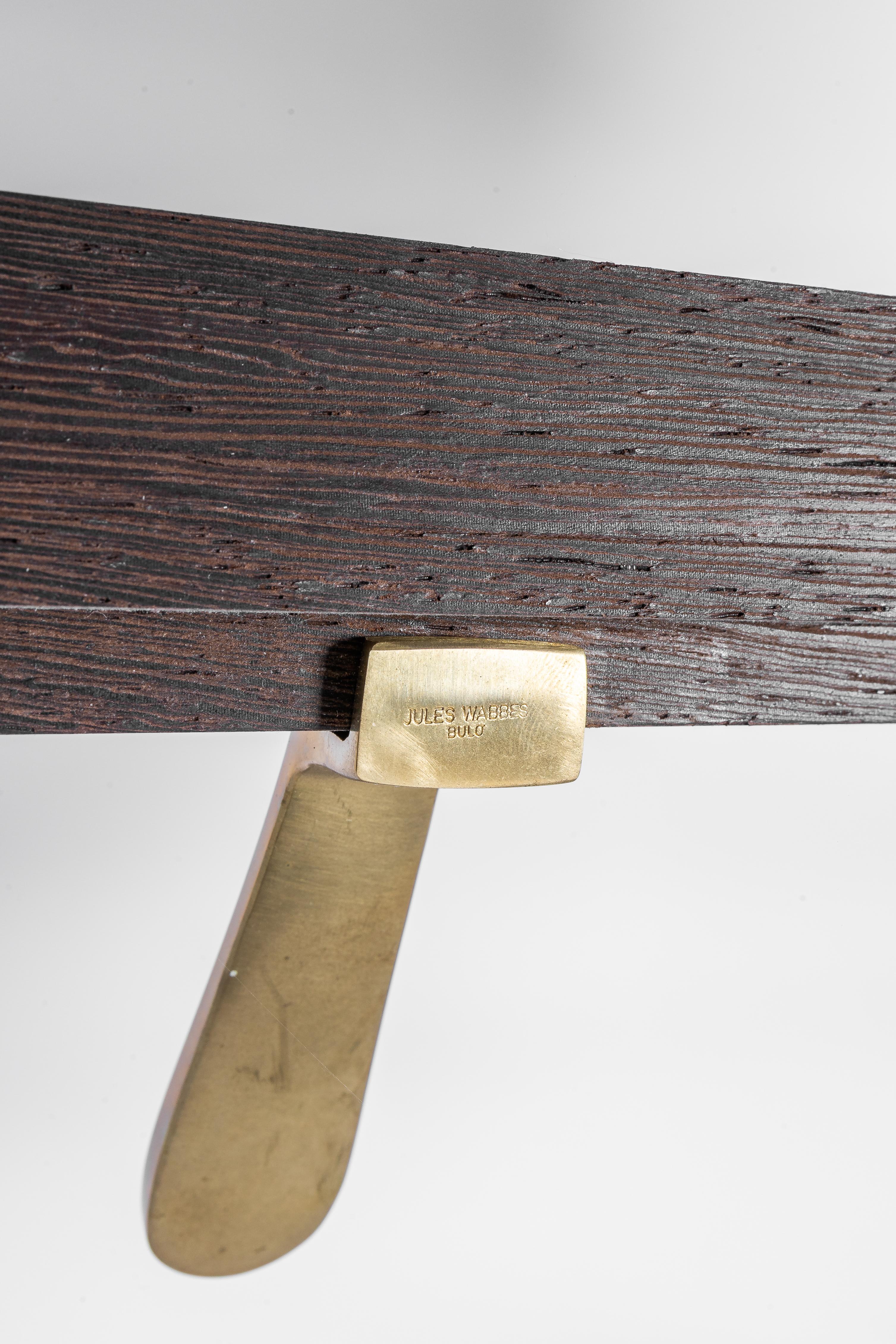 Jules Wabbes: slatted coat rack in Wengé and brass en Bueno estado para la venta en Zemst, BE
