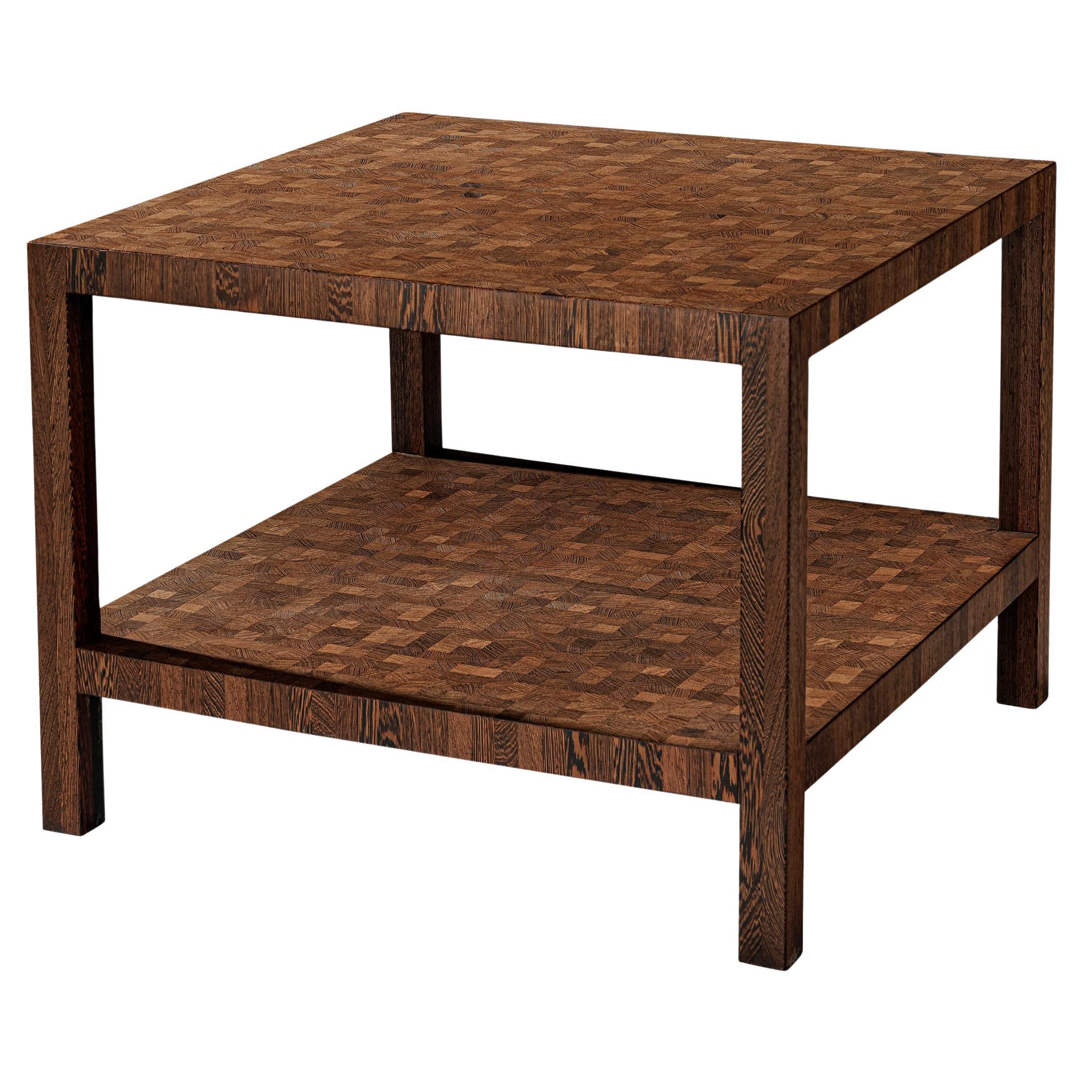 Jules Wabbes Squared Side Table in Solid Wengé  For Sale