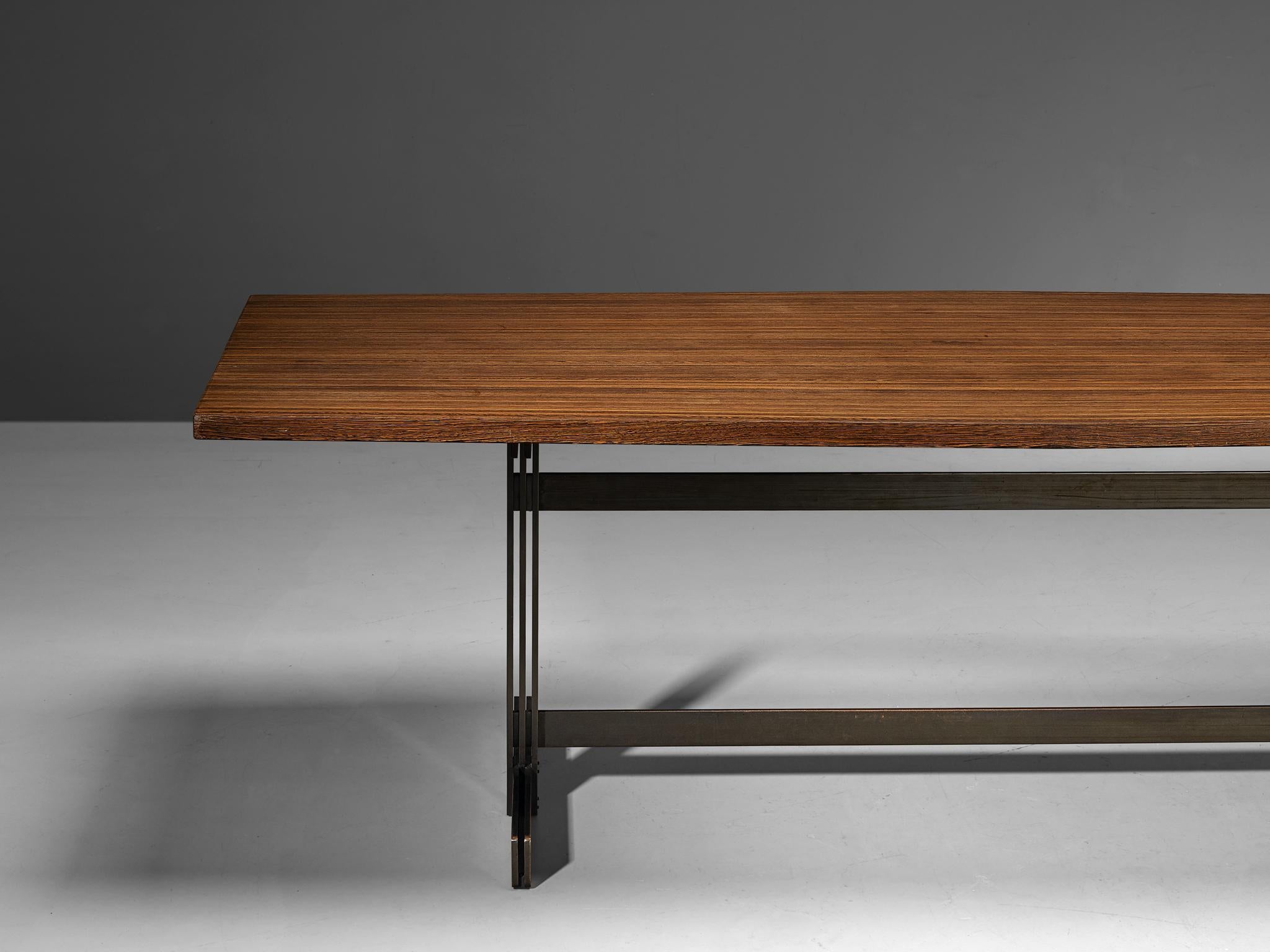 Belgian Jules Wabbes 'Tonneau' Dining Table in Solid Wenge