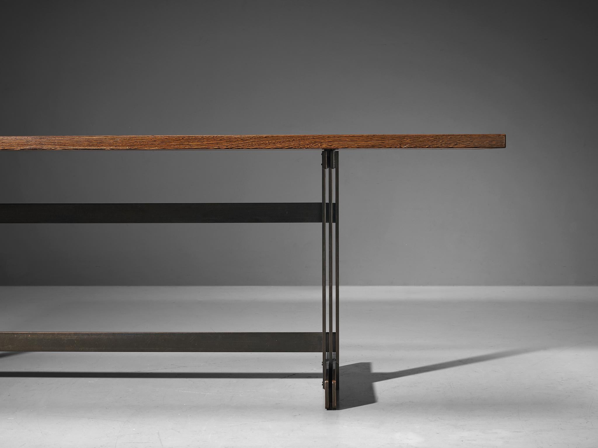 Jules Wabbes 'Tonneau' Dining Table in Solid Wenge In Excellent Condition In Waalwijk, NL