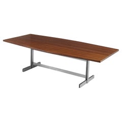 Jules Wabbes 'Tonneau' Conference Table in Solid Wenge and Metal