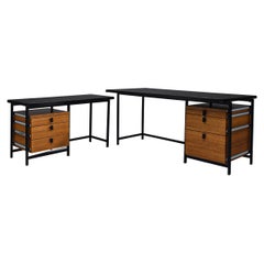 Jules Wabbes Early Versatile Free-Standing Corner Desk in Wengé