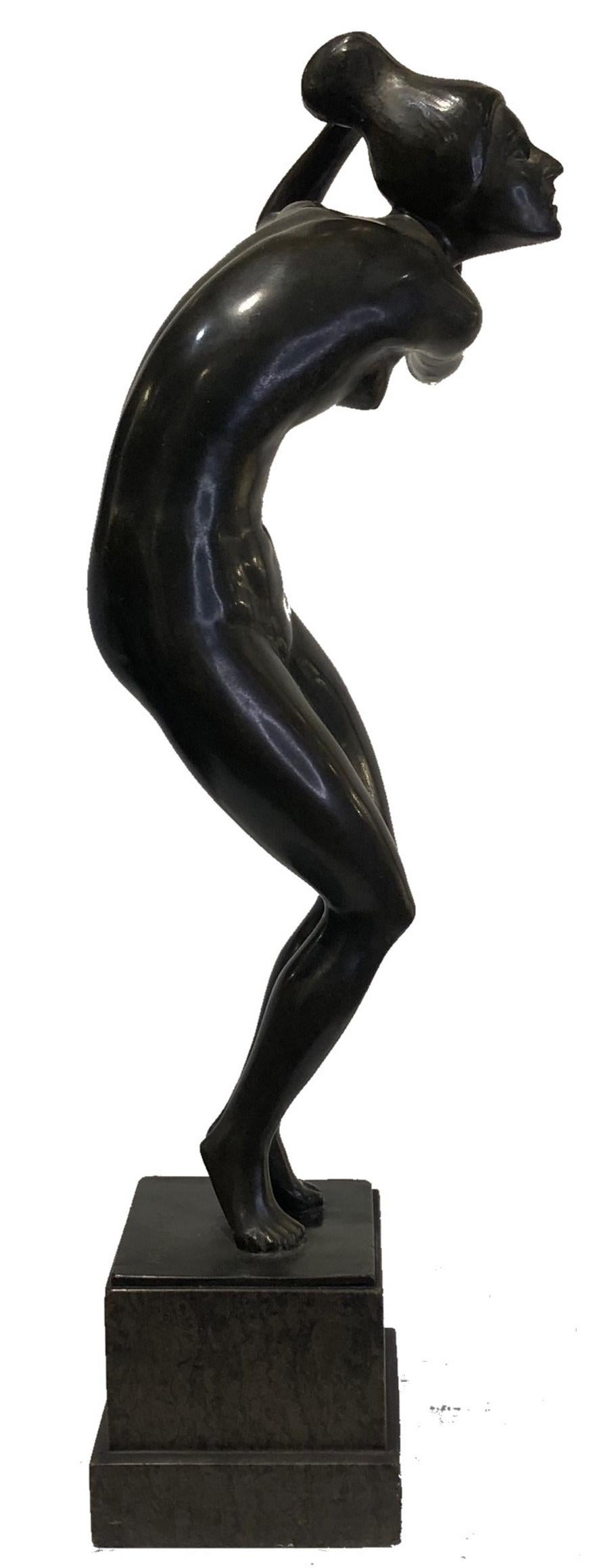 Belge Jules Werson, danseuse féminine nue en bronze Art Déco, vers 1920  en vente