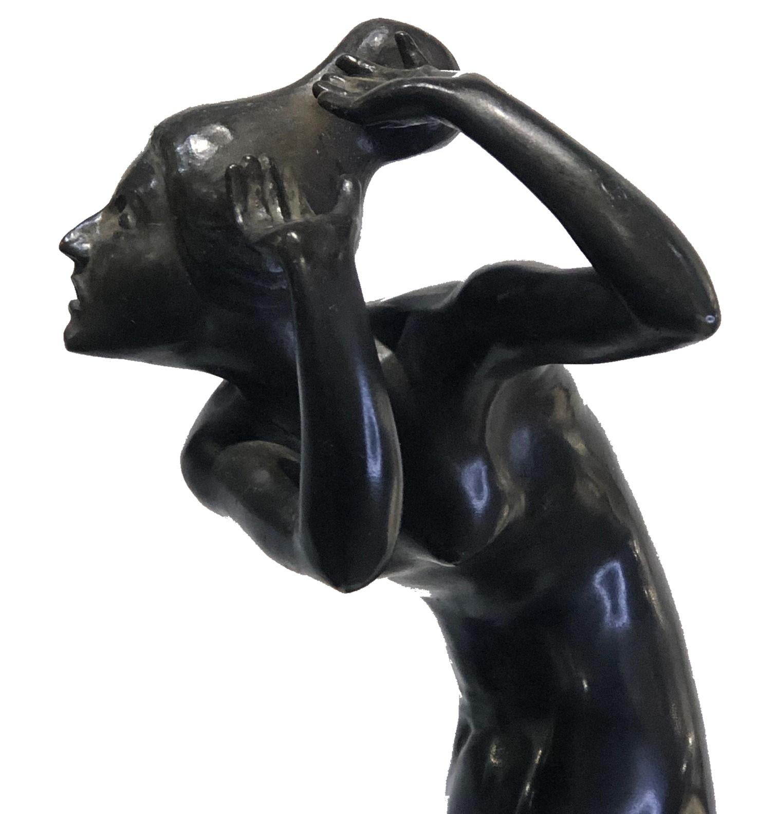 Early 20th Century Jules Werson, Art Deco Bronze Nude Female Dancer, ca. 1920  For Sale