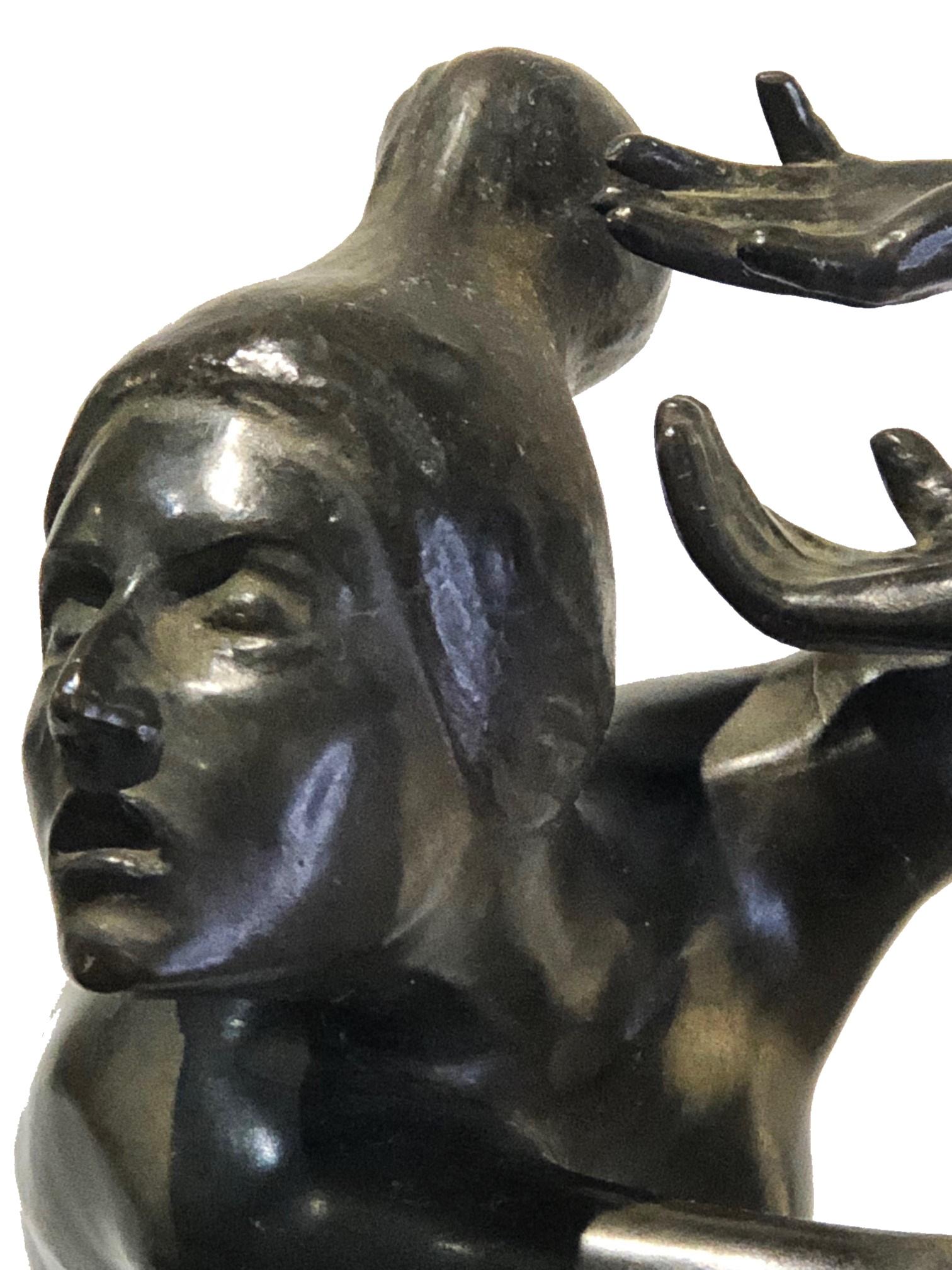 Jules Werson, Art-Déco-Bronze-Nackte weibliche Tänzerin, ca. 1920  (Frühes 20. Jahrhundert) im Angebot