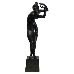 Antique Jules Werson, Art Deco Bronze Nude Female Dancer, ca. 1920 