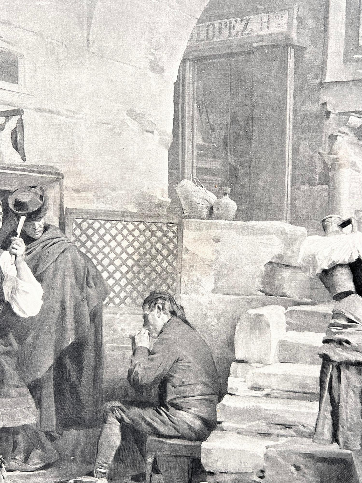 Un Barbier Distrait, photogravure française de la fin du XIXe siècle - École française Print par Jules Worms