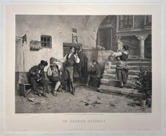 Antique Un Barbier Distrait, The Distracted Barber, French late C19th photogravure