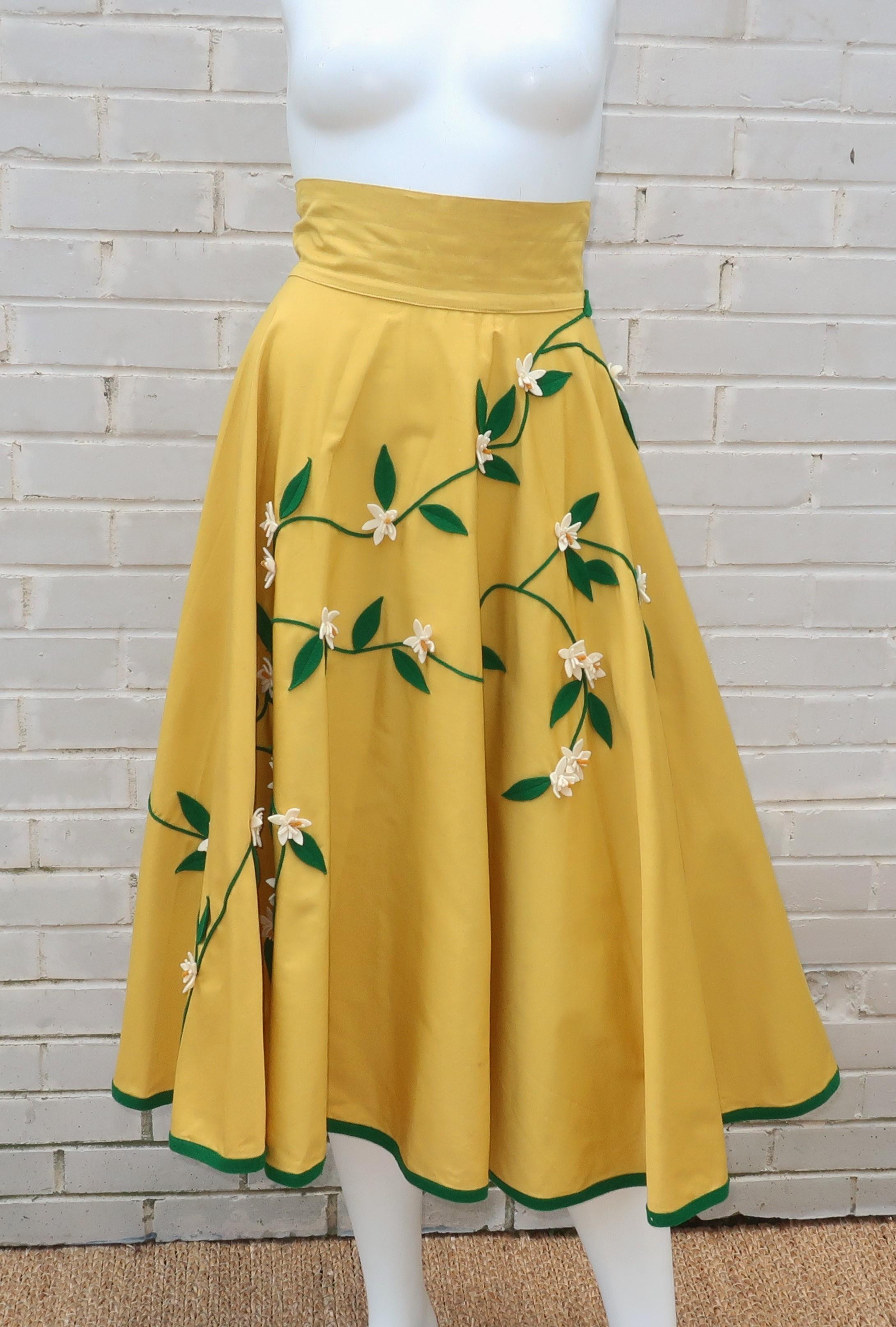 Juli Lynne Charlot Circle Skirt Dress With Felt Flowers, C.1950 2
