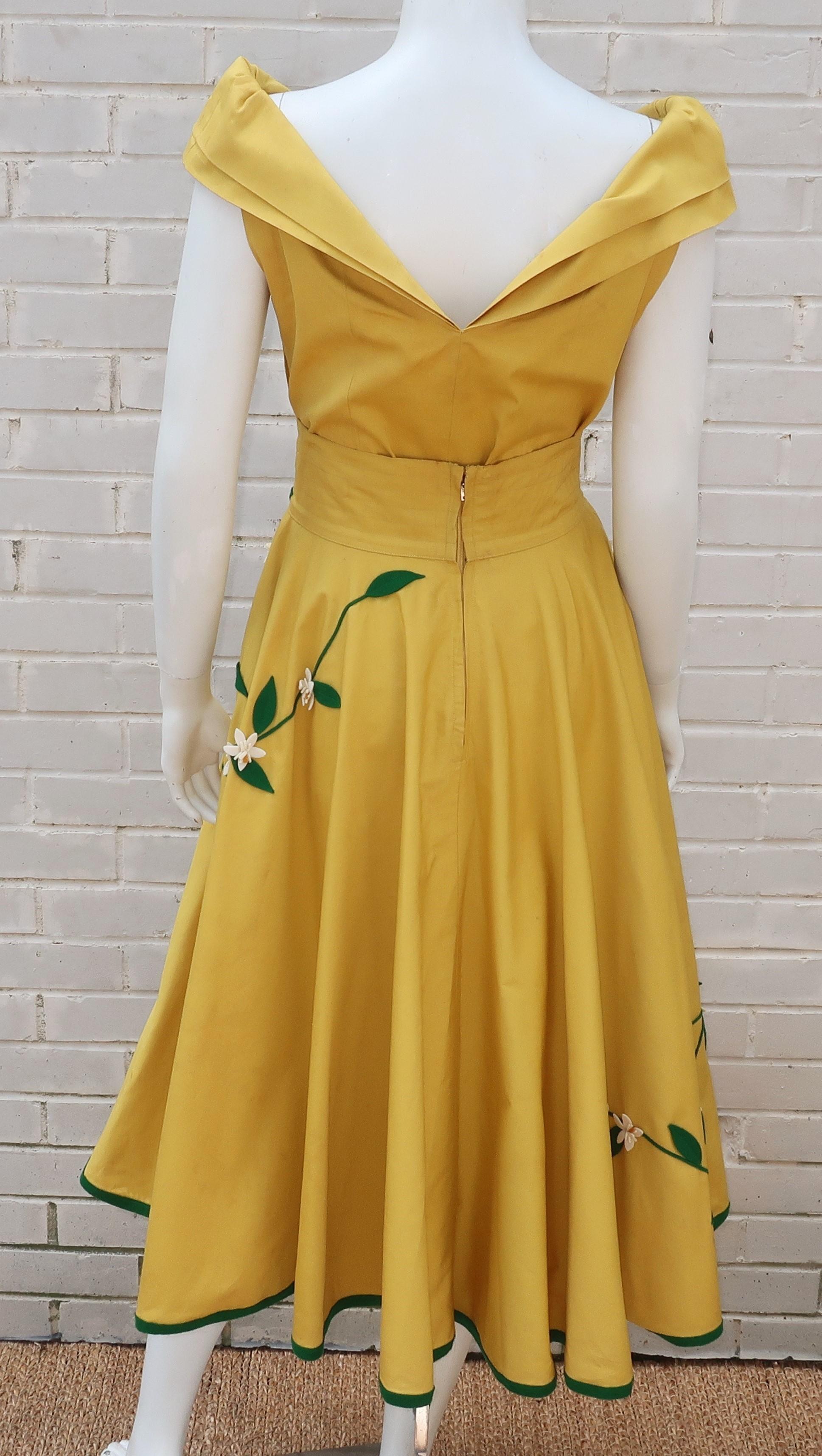 Juli Lynne Charlot Circle Skirt Dress With Felt Flowers, C.1950 1
