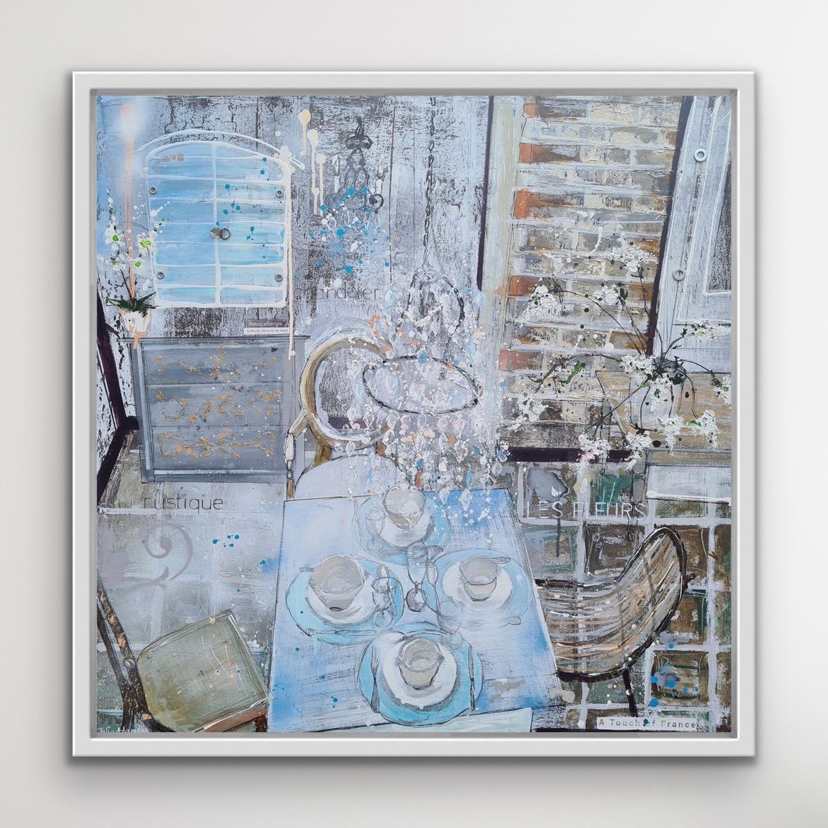 A Touch of France by Julia Adams is a blue and silver mixed media interior space painting.
Discover original artworks by Julia Adams available to buy online and in our art gallery at Wychwood Art in Deddington. Julia Adams comments: 