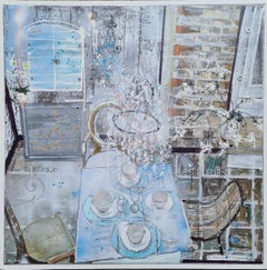 A Touch of France, Interior Art, Blue and Silver Painting, Pop Art