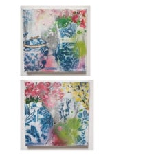Blue and White Vases 1 and blue and white vase 2  art, Mixed media