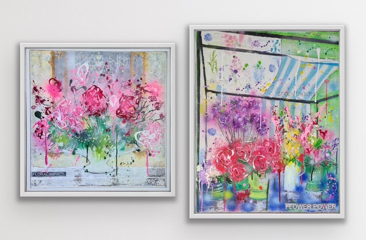 Julia Adams Still-Life Painting - Flower Market and Floral Impact diptych